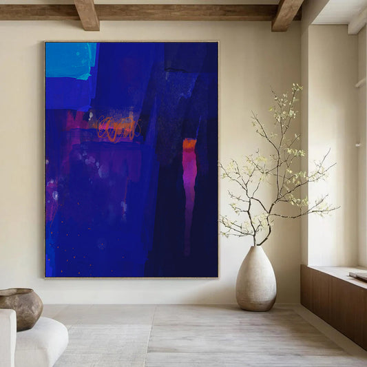 Deep Blue, Neon Accents - "Midnight Neon" - Abstract Acrylic Art CT1820