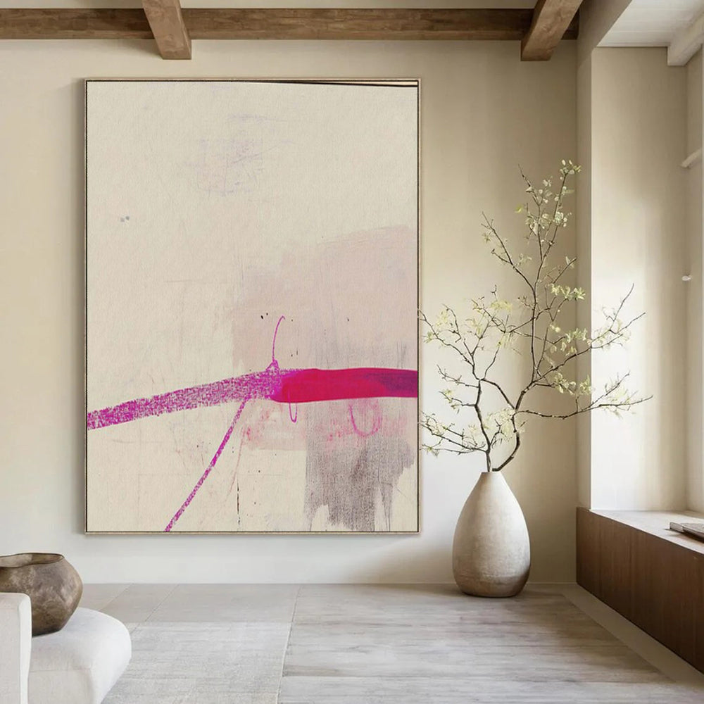 “Pink Line on Light” – Minimalist Abstract Art CT1045
