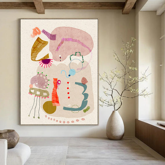 Pastel Shapes, Playful Forms - "Whimsy Assortment" - Mixed - media Abstract Art CT1845