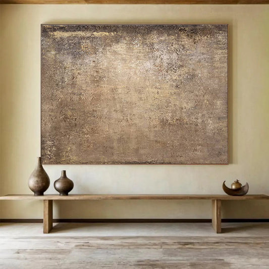 Aged Brown Texture - Abstract Impasto Painting On Canvas DKH602