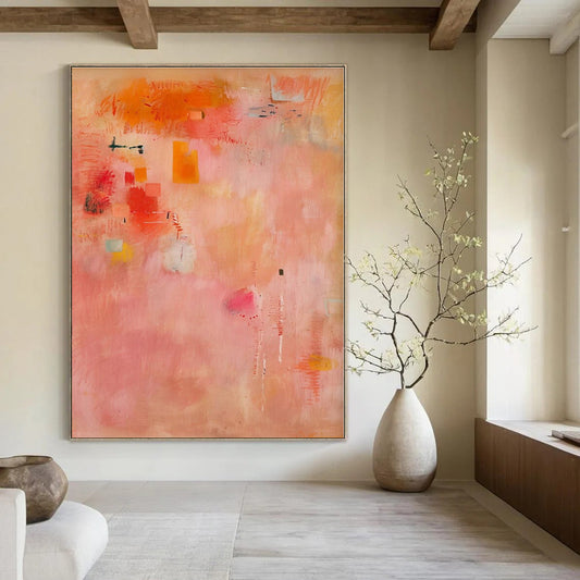 Pink - Orange Vibrant Color Blocks - Abstract Color Acrylic Painting CT1379