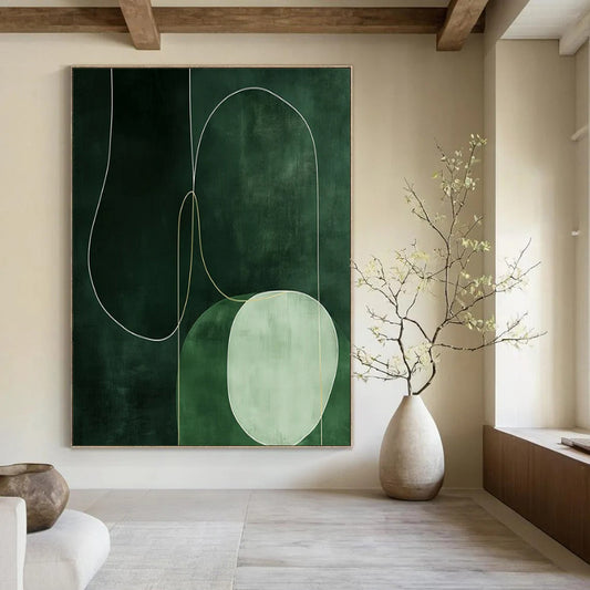 “Green - Toned Abstract” ,Abstract Minimalist Acrylic Art CT0937