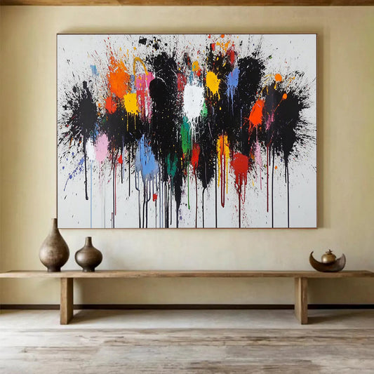 Vibrant Splatter Abstract - Action Painting On Canvas DLZ193