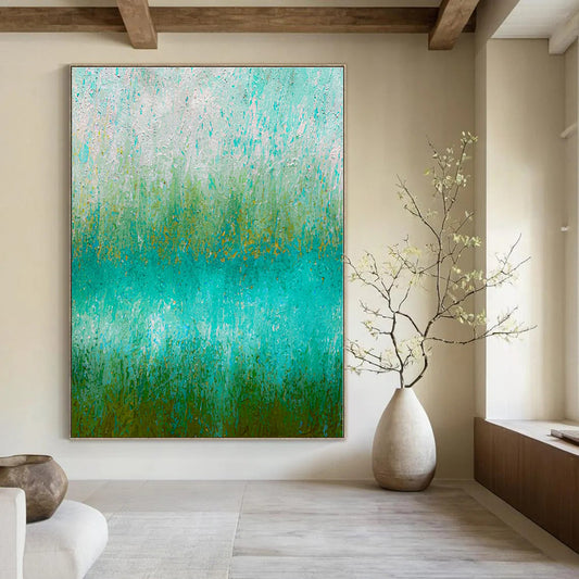 Green - Blue Gradient - Abstract Landscape Oil Painting CT1235