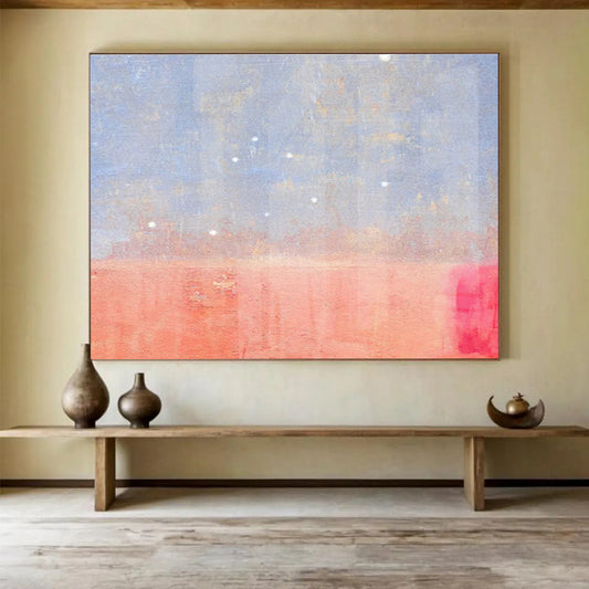 Subtle Blue and Red Abstract Painting On Canvas DKH280