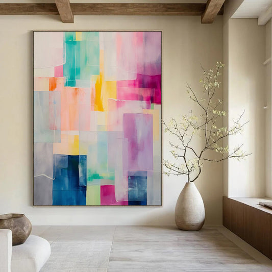 “Colorful Translucent Squares” – Geometric Abstract Painting CT1177