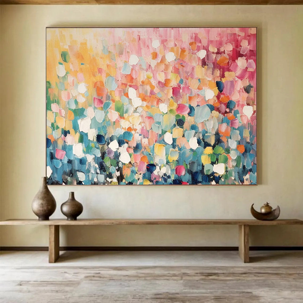 “Colorful Dot Abstraction” Pointillism - inspired Painting On Canvas DLZ161