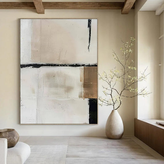 Beige & Black Textured Blocks - "Subtle Structure" - Abstract Textured Painting CT1475