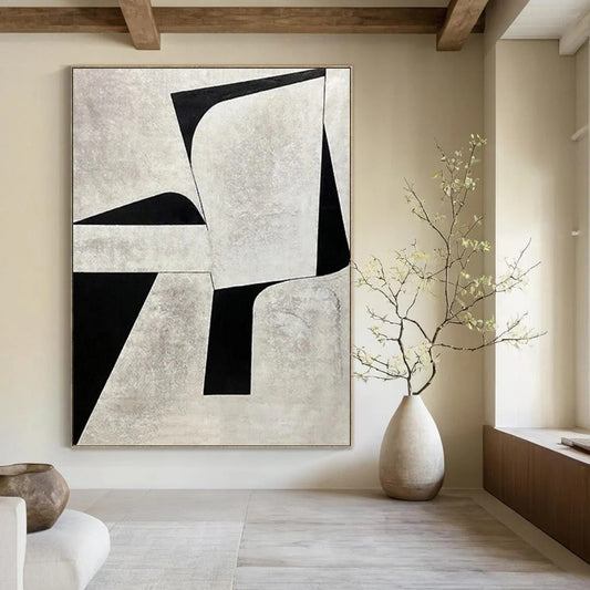 “Black and White Geometric - Modernist Vision” Painting On Canvas DKH1128