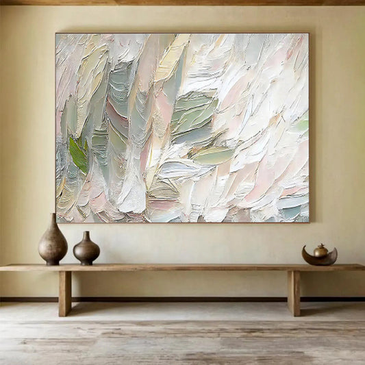 Pastel Textured Layers Soft Hued Impasto Abstract Painting On Canvas DKH261