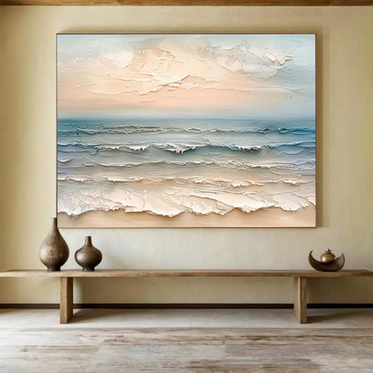 “Textured Pastel Sea and Sky” - 3D - Like Seascape Painting On Canvas DKH795