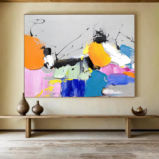 “Colorful Abstract Burst” - Multicolor Expressionist Abstract Painting On Canvas DLZ267