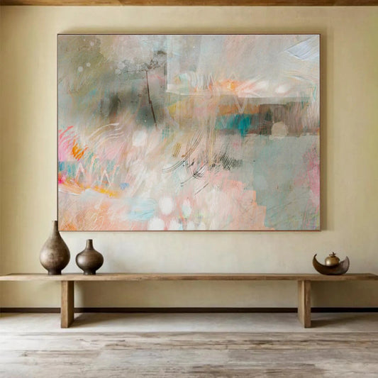 Soft Hued Memories Pastel Toned Abstract Textures Painting On Canvas DKH203