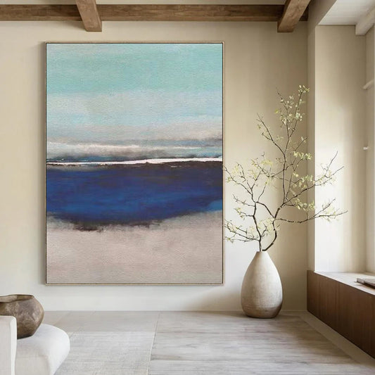 “Soft Blue - Gray Coastal Serenity” - Blue, Gray & White Seascape Painting On Canvas DKH0926