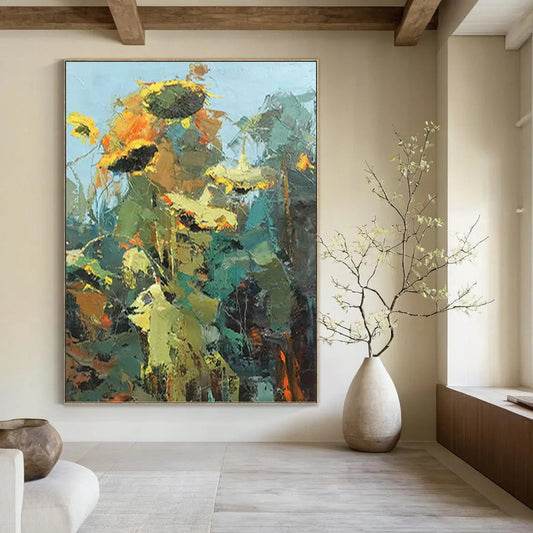 “Impressionistic Sunflowers” - Colorful Impasto Floral Painting DKH1045