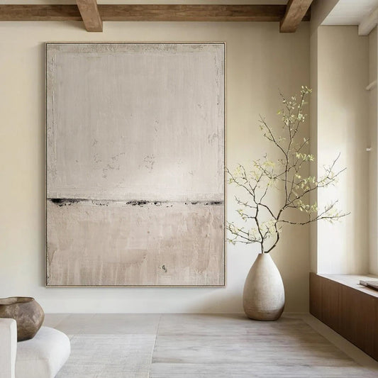 Beige - and - Black Subtle Texture - Minimalist Textured Acrylic Painting CT1370