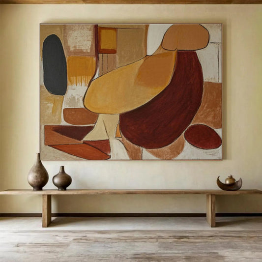 Earth - Tone Abstract “Subtle Earthy Shapes” Painting On Canvas DKH088