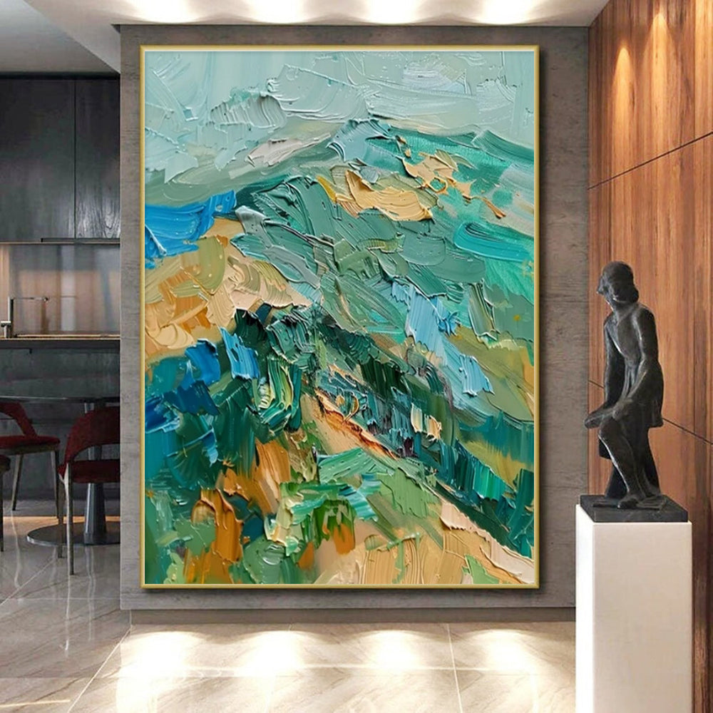 “Colorful Impasto Layers” ,Impasto Abstract Landscape Art CT0911