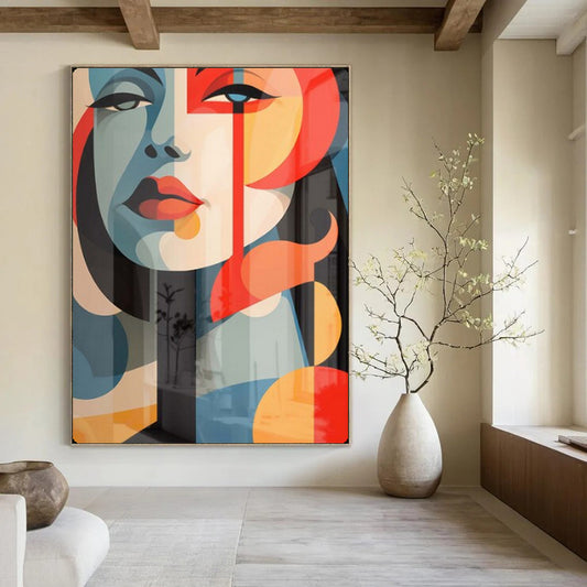 “Colorful Geometric Portrait” – Cubist - Inspired Digital Art On Canvas CT2172