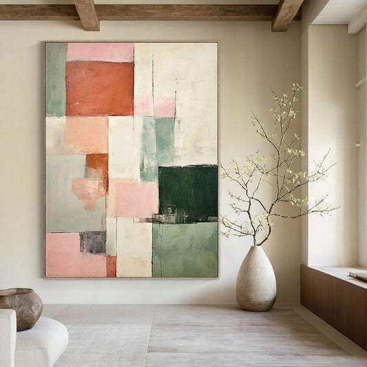 Pastel Geometric Collage - Minimalist Geometric Abstract Painting On Canvas CT2299