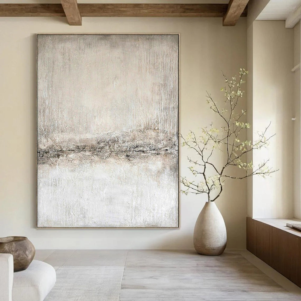 “Pure White & Light Gray Minimalist” – Abstract Minimalist Art CT0966