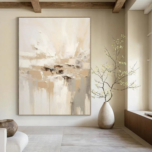 Neutral Tones with Textured Layers - Impasto Abstract Acrylic On Canvas CT1344