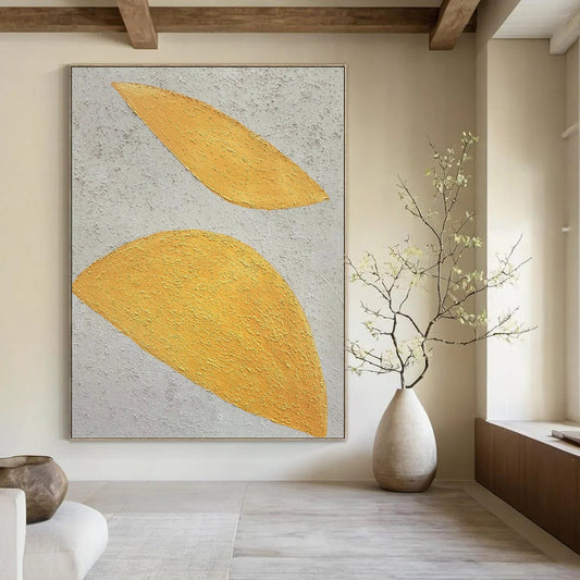 “Textured Yellow Leaves” - Nature - Inspired Abstract Painting On Canvas DKH1074
