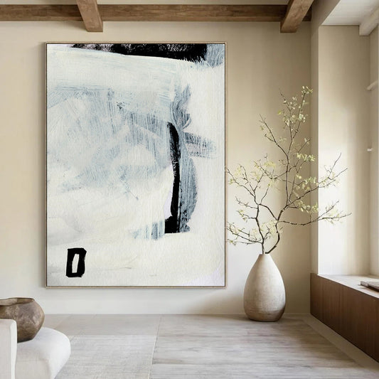 “Minimalist Gray and Black” - Gray and Black Abstract Painting On Canvas DTP204