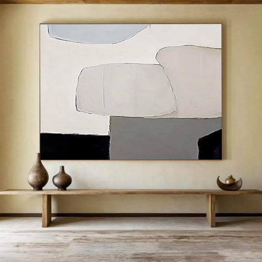 Soft Geometric Forms - Minimalist Abstract Painting On Canvas DKH597