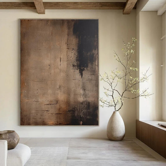 Dark Brown Textured Abstract - Subtle Textured Acrylic Painting CT1361