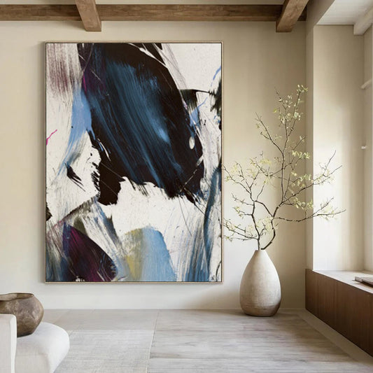 “Dynamic Black - Blue - Purple Abstract” - Abstract Expressionist Painting On Canvas DTP186