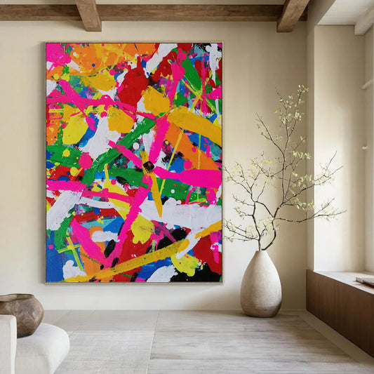 Color Explosion Splatter - Abstract Expressionist Painting On Canvas DKH1260