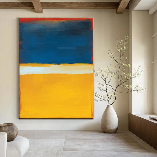 “Red - Blue - Gold Color Blocks” - Modernist Color Field Art CT1945