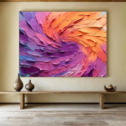 “Color - Swirled Abstract Feathers” - Dynamic Abstract Painting On Canvas DKH820