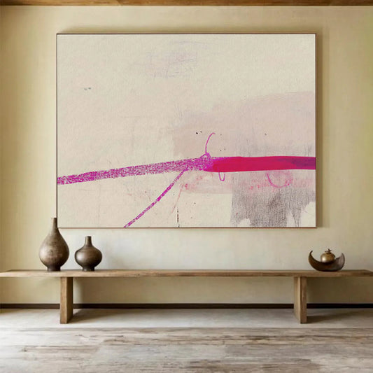 Minimalist Pink Line Abstract Painting On Canvas DKH279