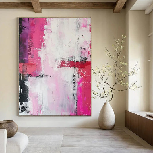 “Pink - Purple Abstract Textures” - Abstract Expressionist Painting On Canvas DTP114