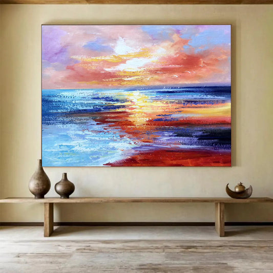Colorful Sunset Seascape Painting On Canvas DKH294