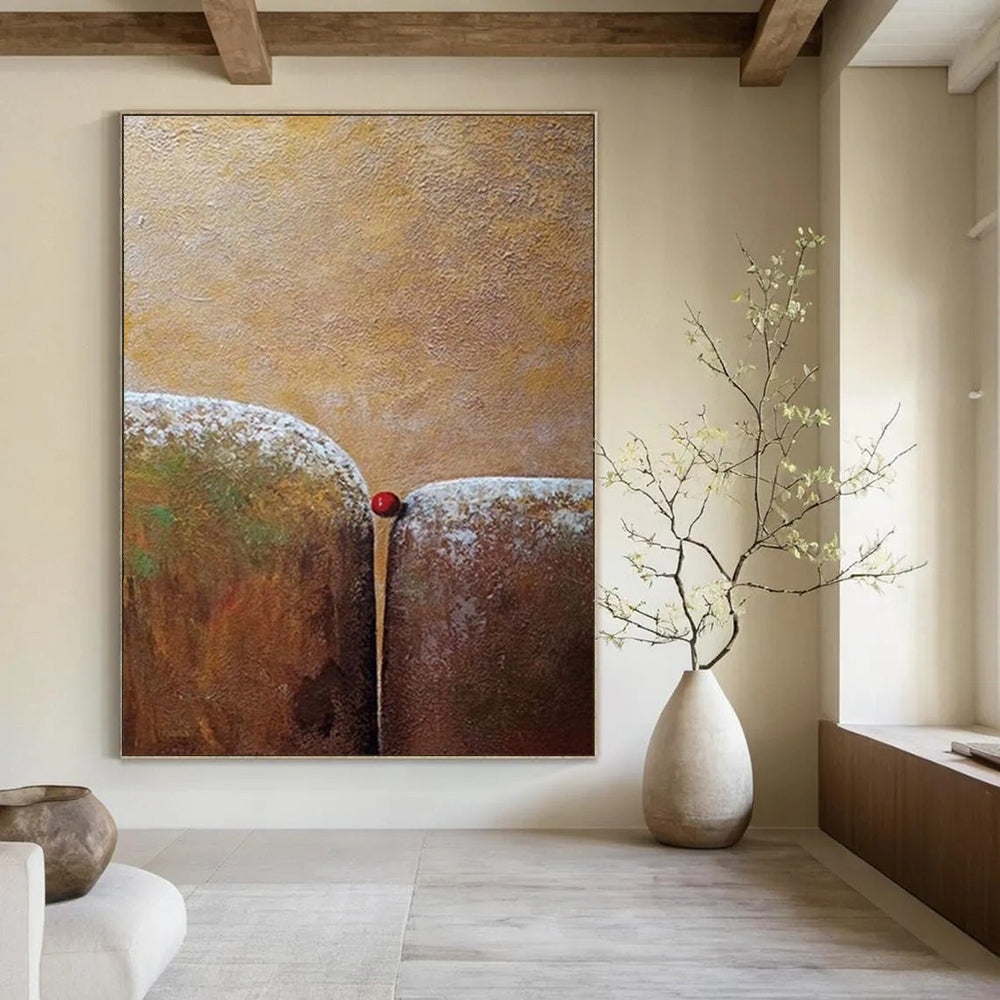 “Brown Textured Forms” - Surrealist Minimalist Painting On Canvas DTP033