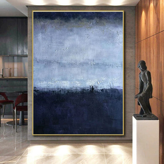 “Moody Blue Gradient” ,Abstract Seascape Oil Painting CT0897
