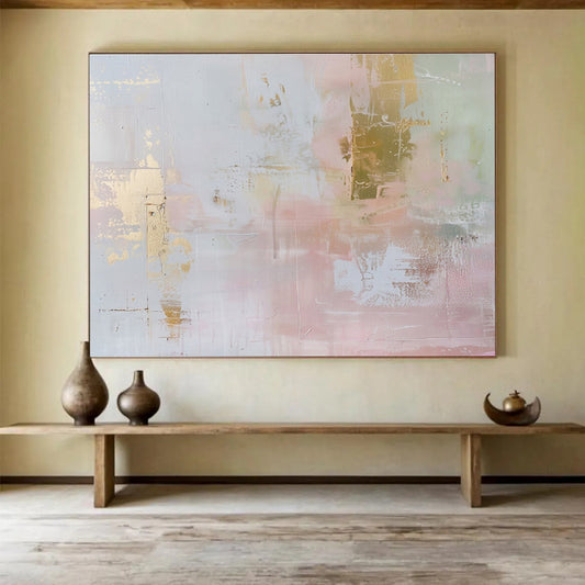 “Pastel & Gold Abstract Elegance” Abstract Acrylic Painting On Canvas DKH498