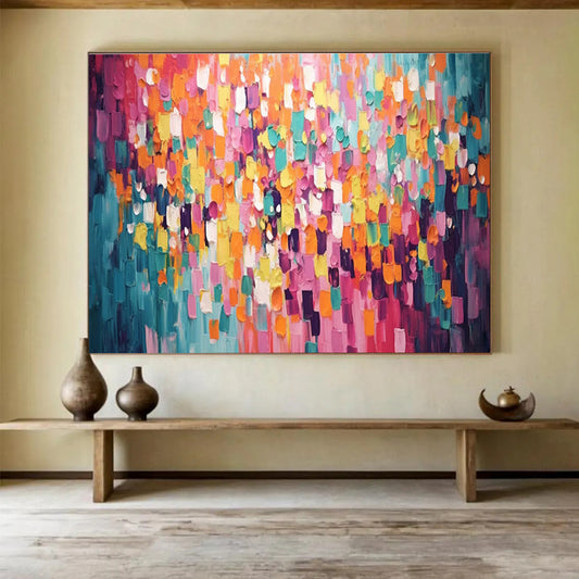 “Color Block Mosaic - Bright Square Abstract Painting On Canvas” DKH868