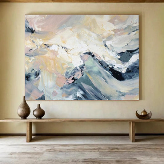 “Colorful Abstract Peaks” Abstract Impasto Painting On Canvas DKH424
