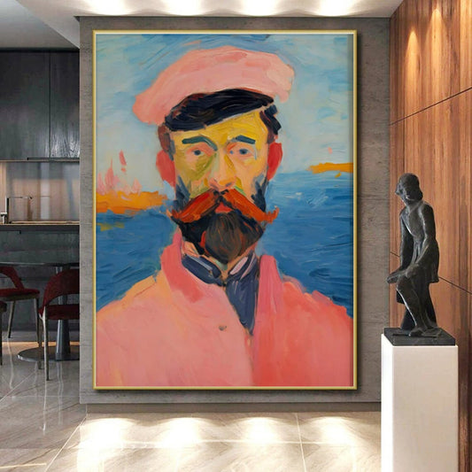 “Portrait of a Man: Vibrant Impressionist Style” ,Impressionist Portrait Oil Painting CT0875