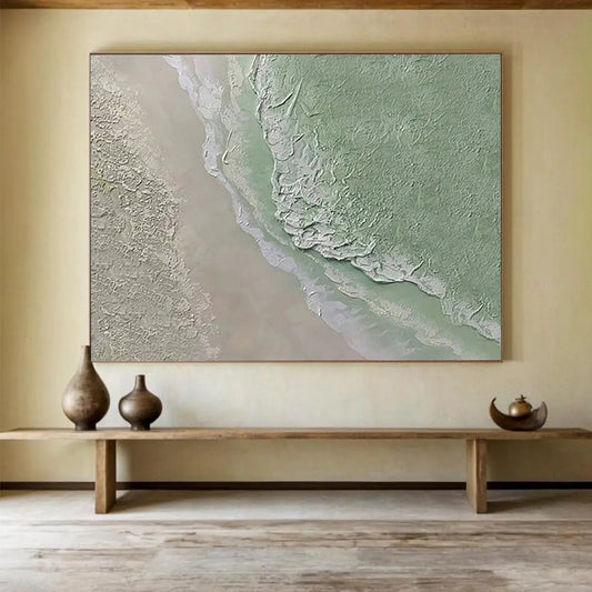 Green and Gray Textured Landscape - Abstract Landscape Painting On Canvas DLZ248
