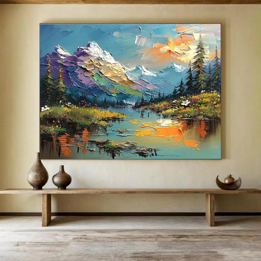 “Colorful Mountain Landscape” - Impasto Scenery Painting On Canvas DKH826