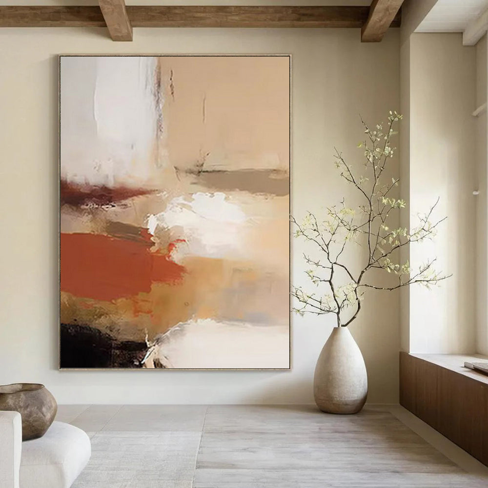 Earth & White Abstract - Abstract Expressionist Painting On Canvas DKH1245