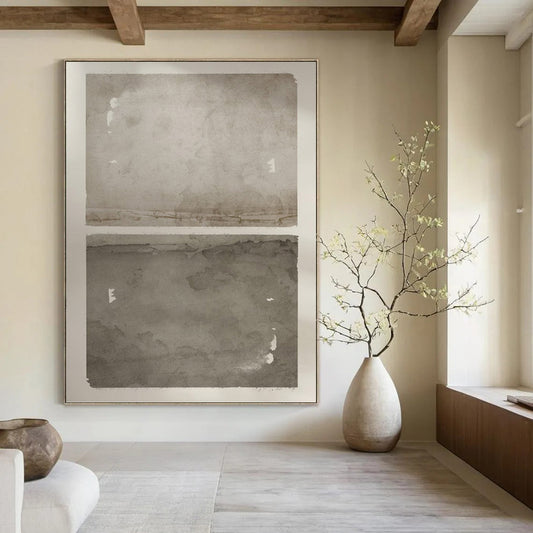 Dual Gray Watercolor Textures - Minimalist Watercolor Painting On Canvas DKH1359