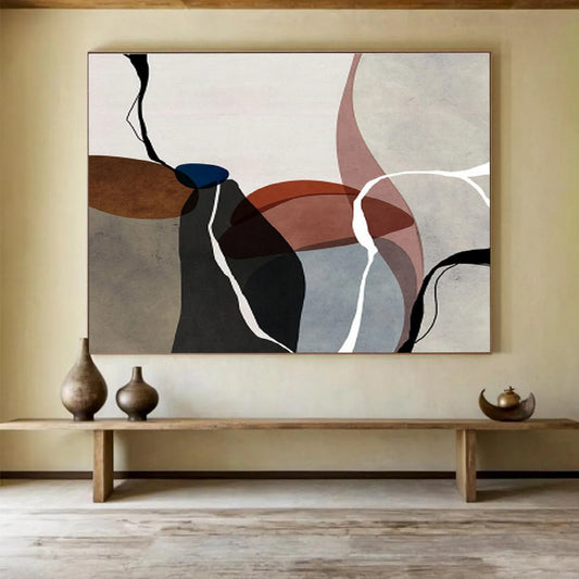 “Organic Shapes: Neutral & Pastel” Abstract Minimalist Painting On Canvas DKH358