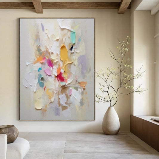 “Pastel Impasto Burst” - Multicolor Textured Painting On Canvas DKH0973