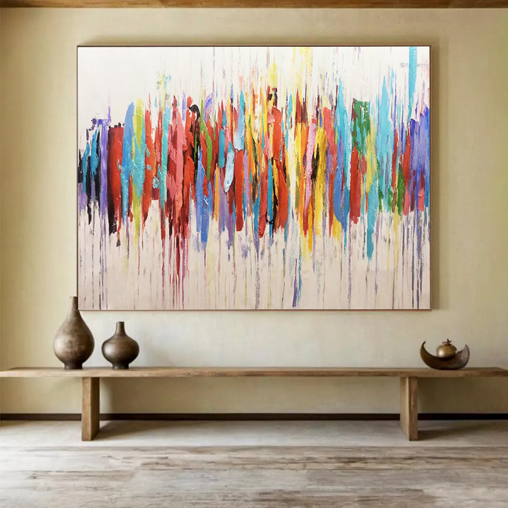 Colorful Dripping Strokes - Abstract Expressionist Painting On Canvas DLZ211